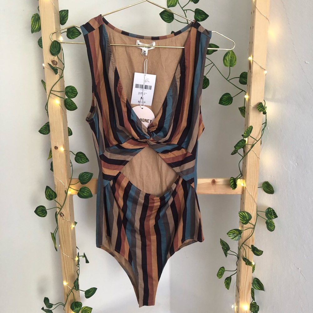 Wild Honey Forever21 Striped Bodysuit Size M